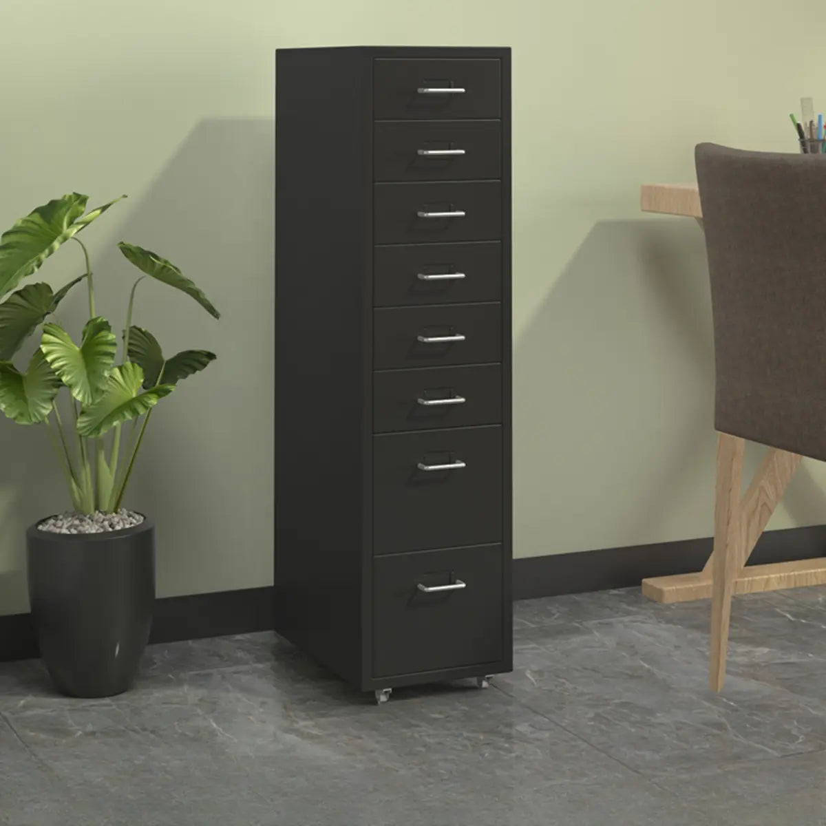 Lockable Steel Small Sliding Drawer Filing Cabinet Image - 30