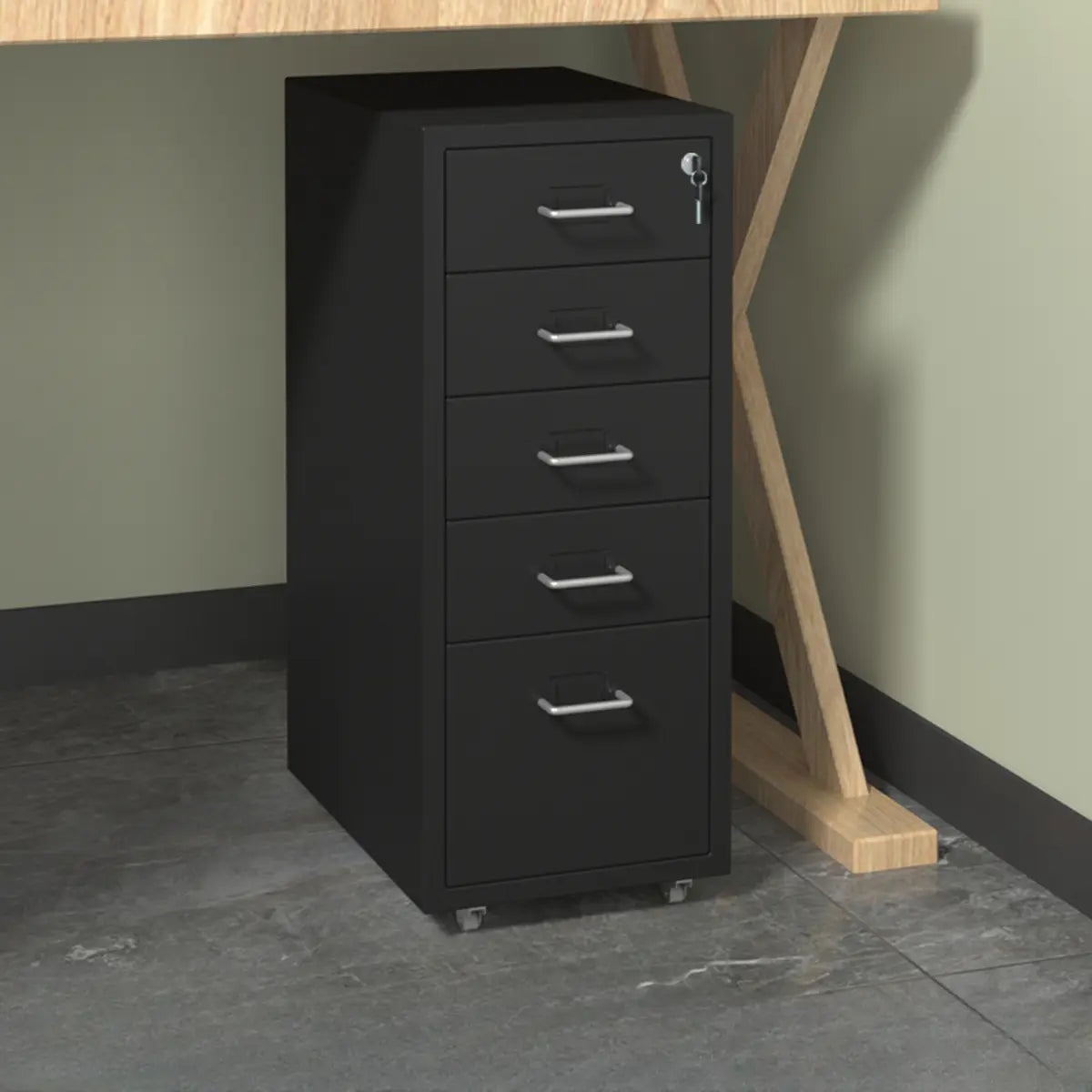 Lockable Steel Small Sliding Drawer Filing Cabinet Image - 42