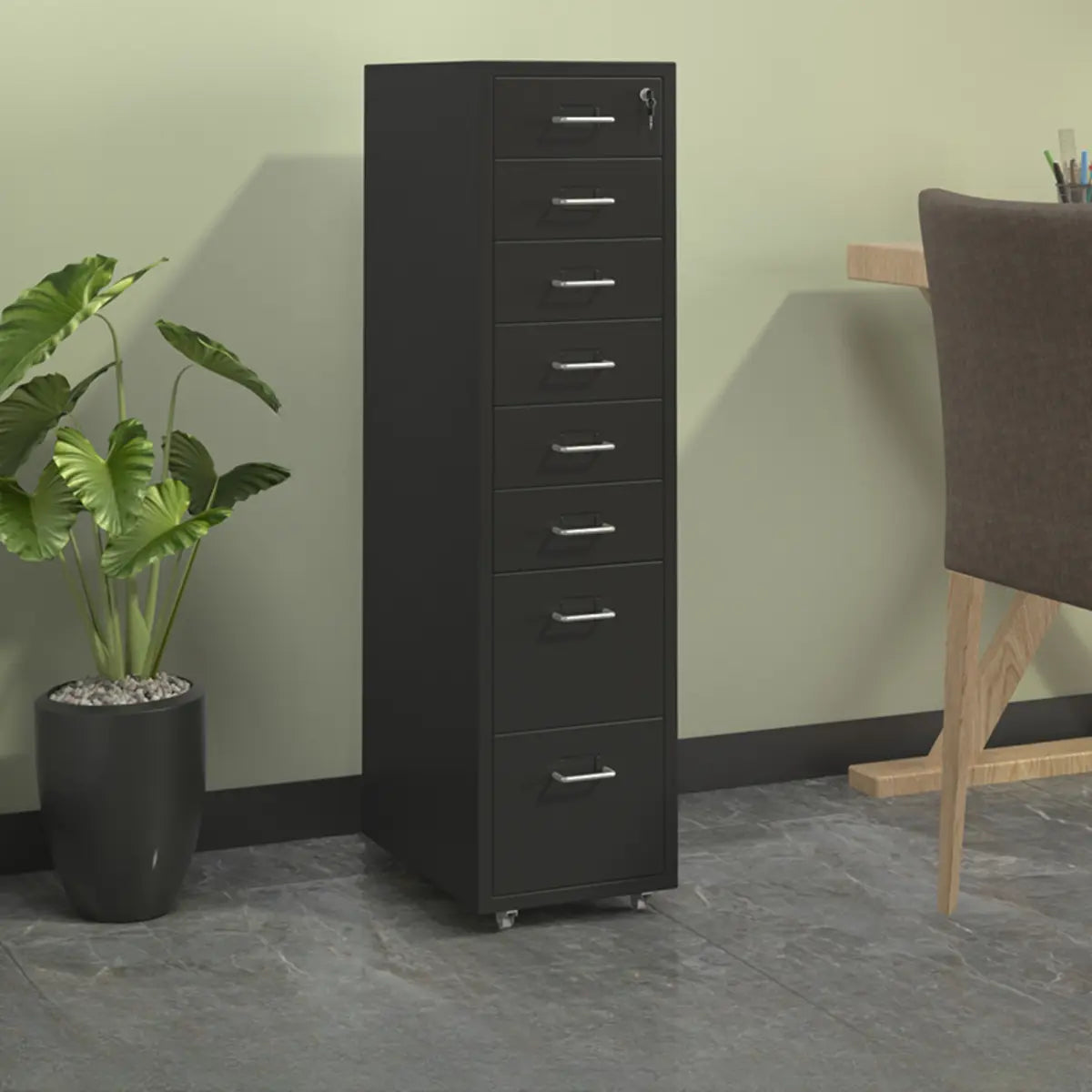 Lockable Steel Small Sliding Drawer Filing Cabinet Image - 54