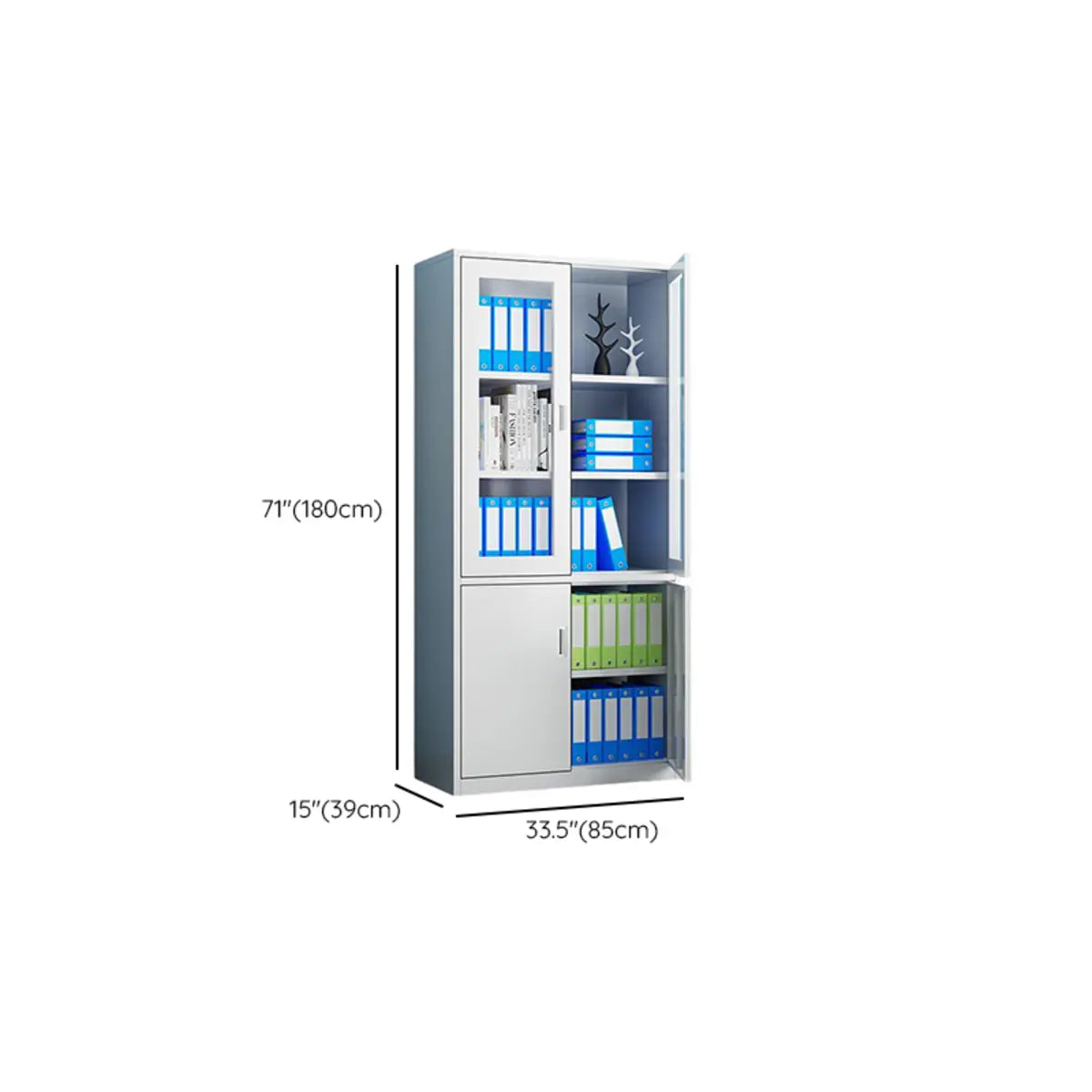 Lockable Steel Tall White Adjustable Office Storage Cabinet 