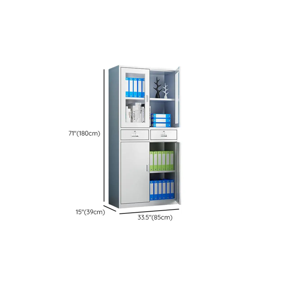 Lockable Steel Tall White Adjustable Office Storage Cabinet Image - 14