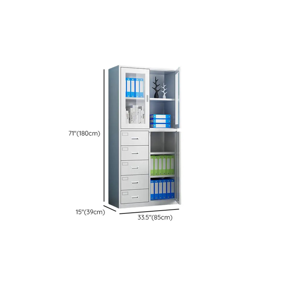 Lockable Steel Tall White Adjustable Office Storage Cabinet Image - 16