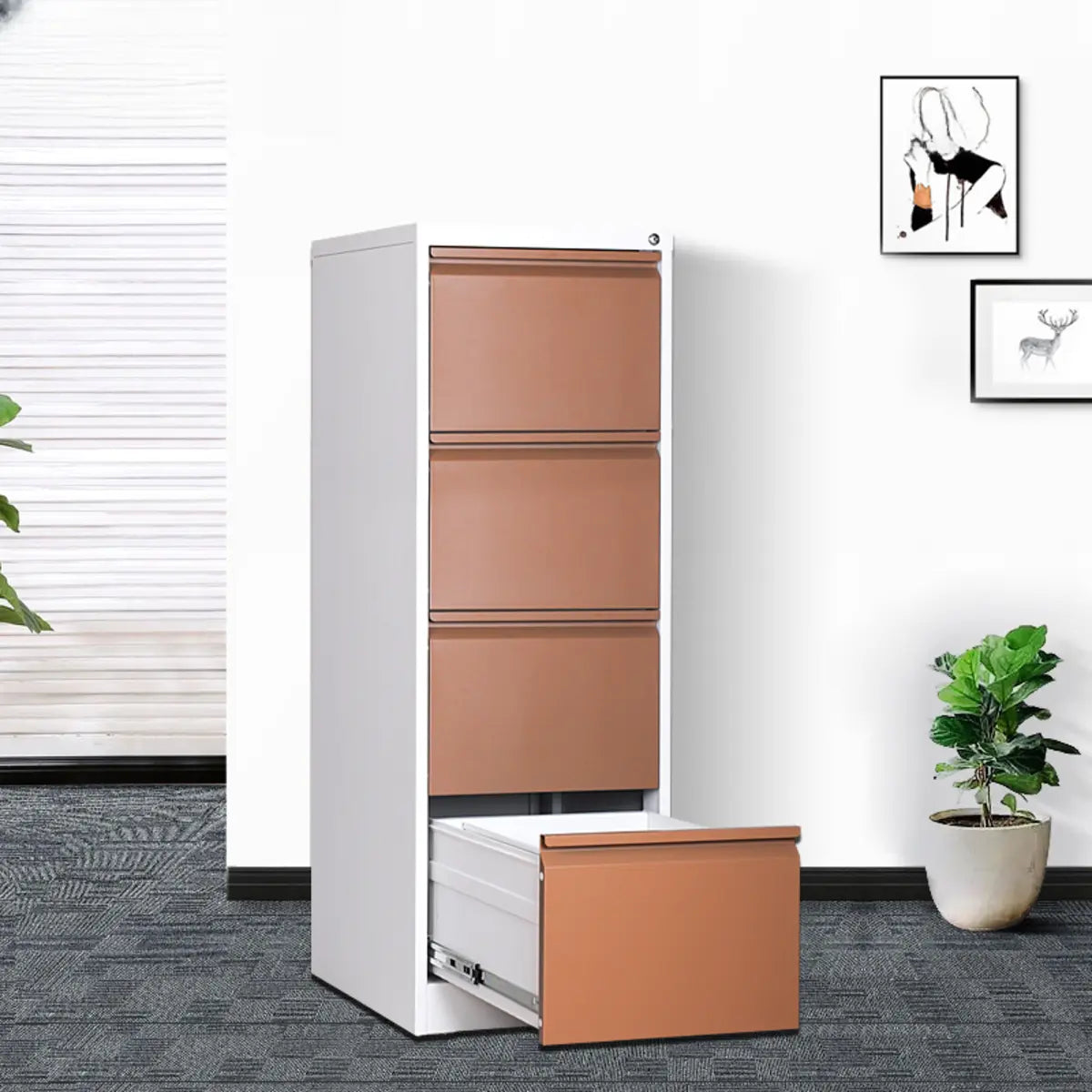 Lockable White Steel Small Storage Filing Cabinets Image - 10