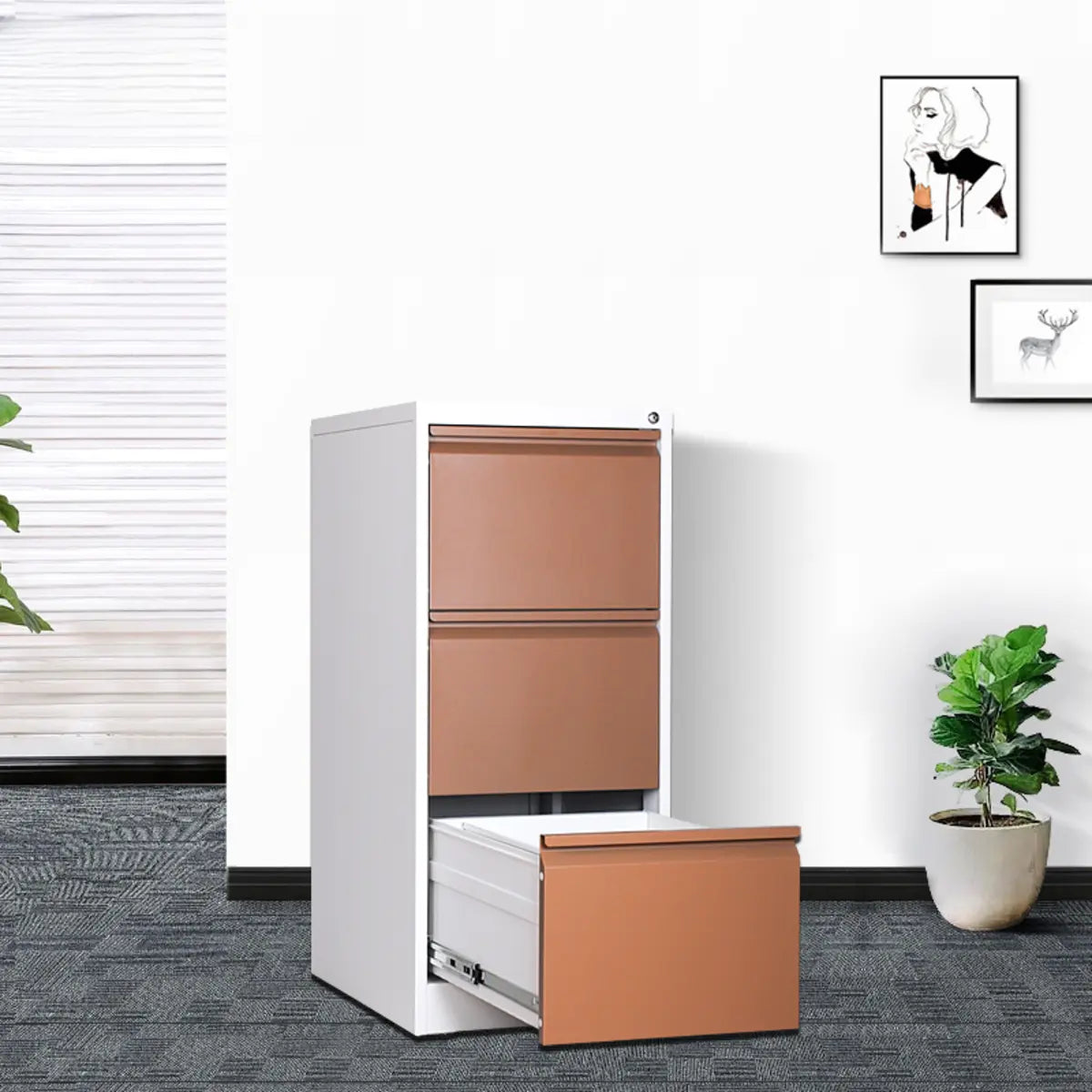 Lockable White Steel Small Storage Filing Cabinets Image - 12