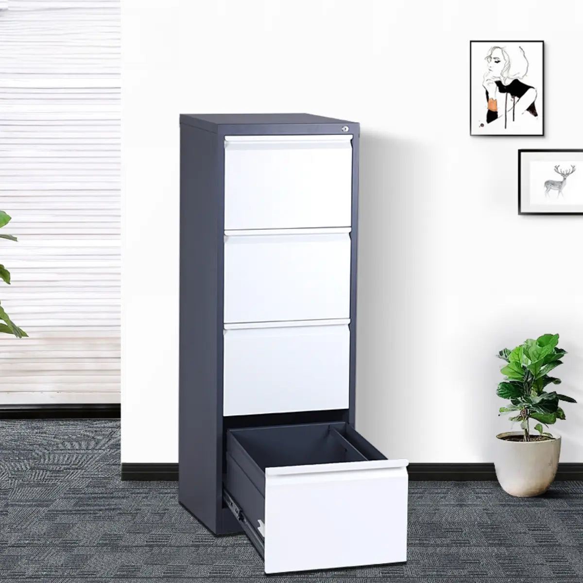 Lockable White Steel Small Storage Filing Cabinets Image - 16