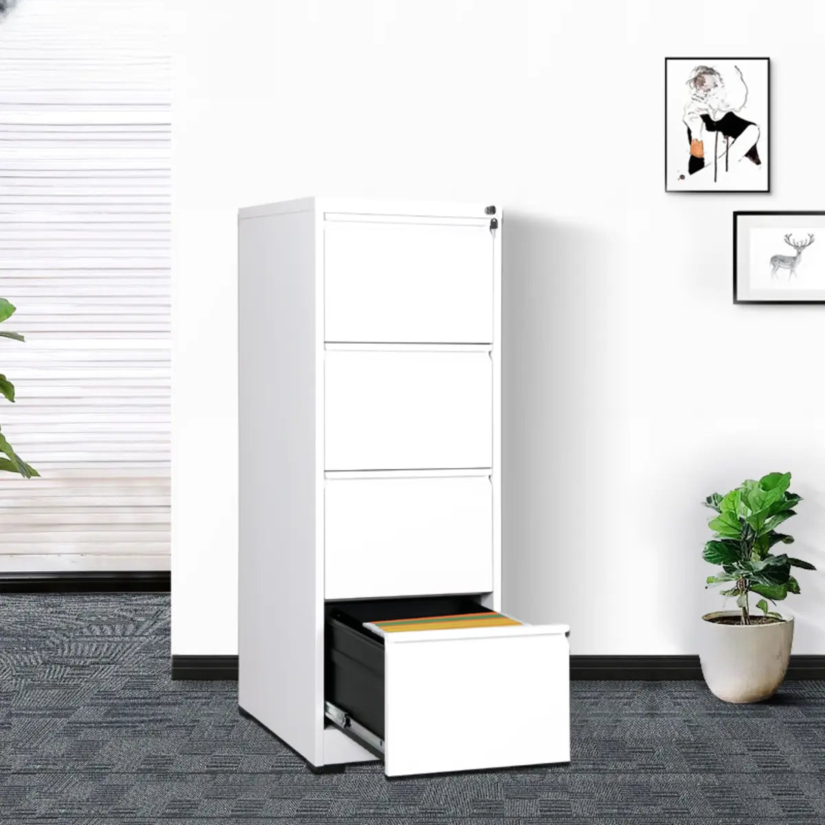 Lockable White Steel Small Storage Filing Cabinets Image - 23