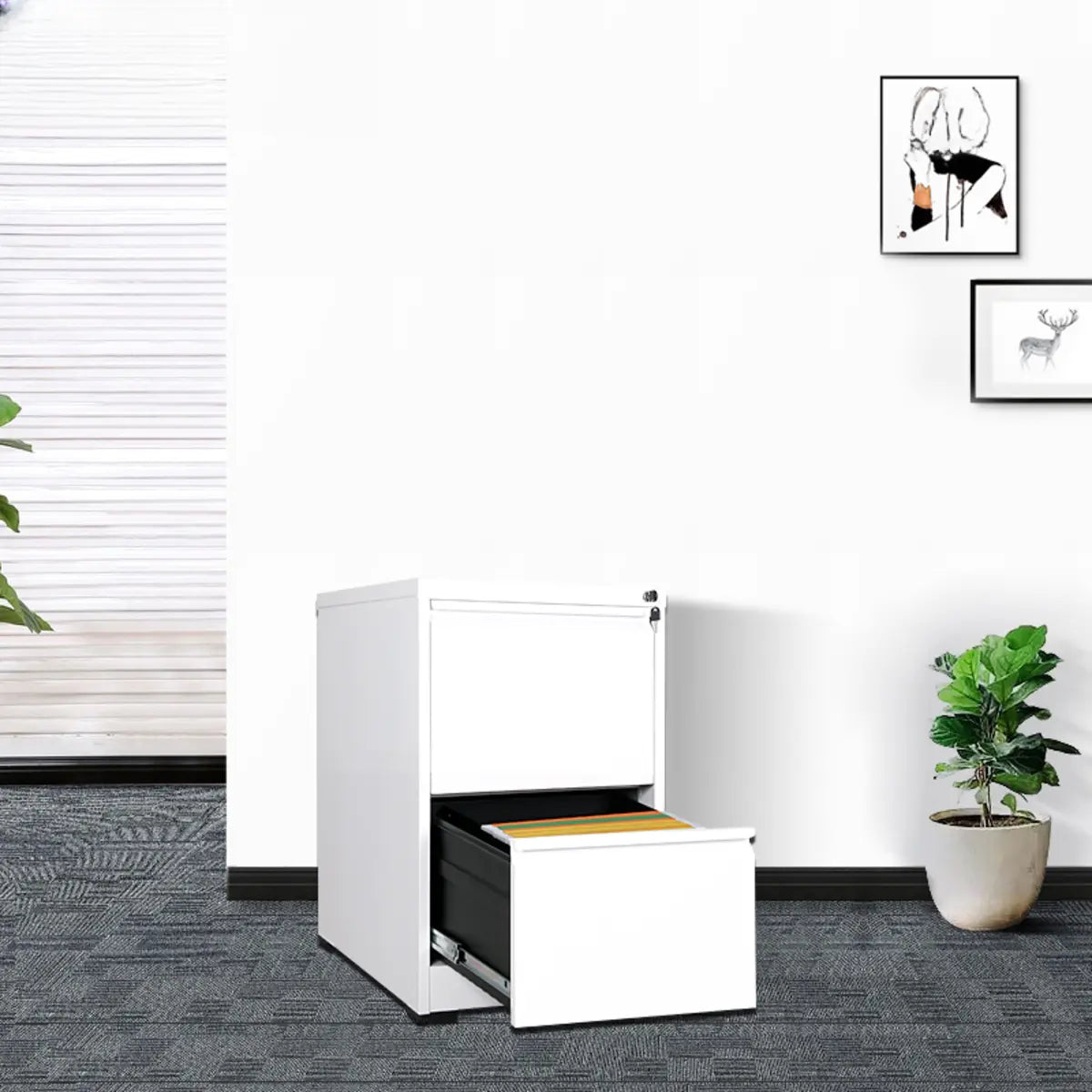 Lockable White Steel Small Storage Filing Cabinets Image - 25