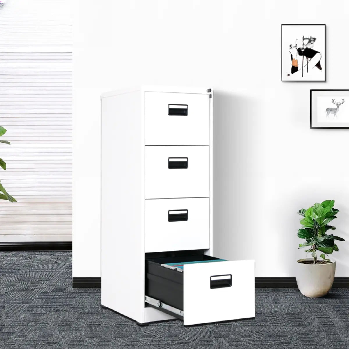 Lockable White Steel Small Storage Filing Cabinets Image - 26