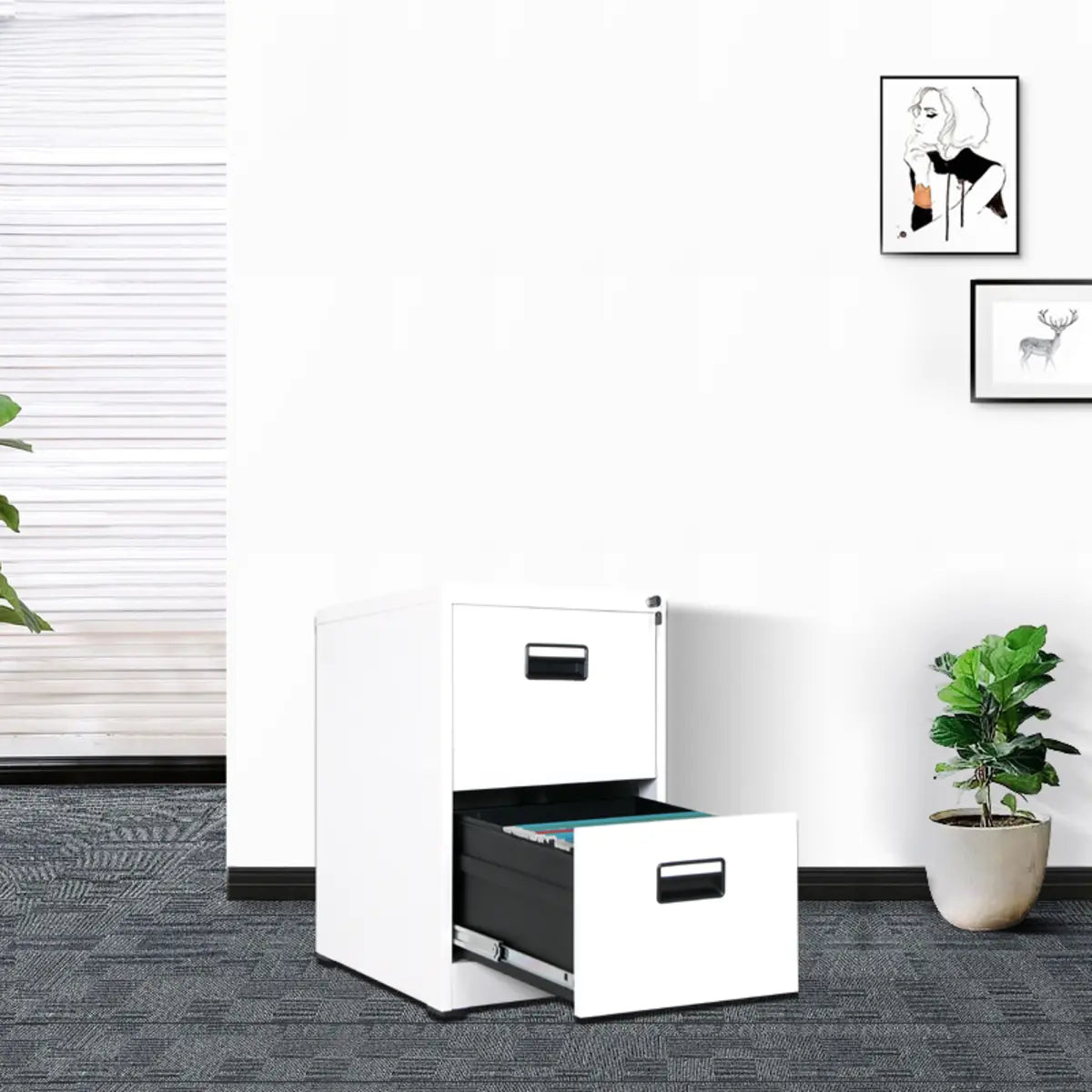 Lockable White Steel Small Storage Filing Cabinets Image - 28