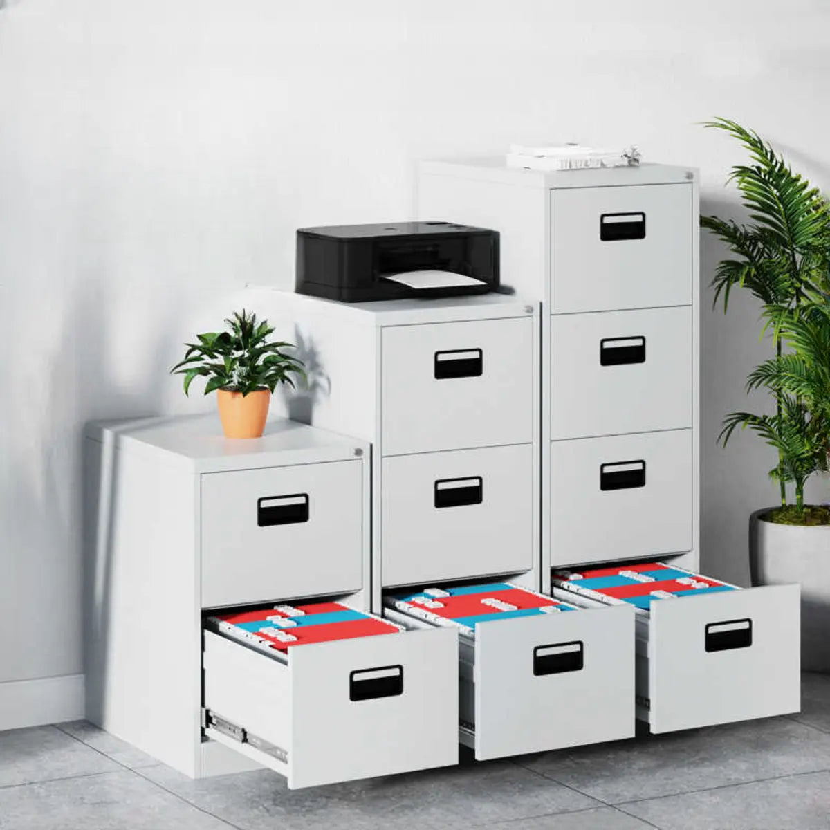 Lockable White Steel Small Storage Filing Cabinets Image - 4