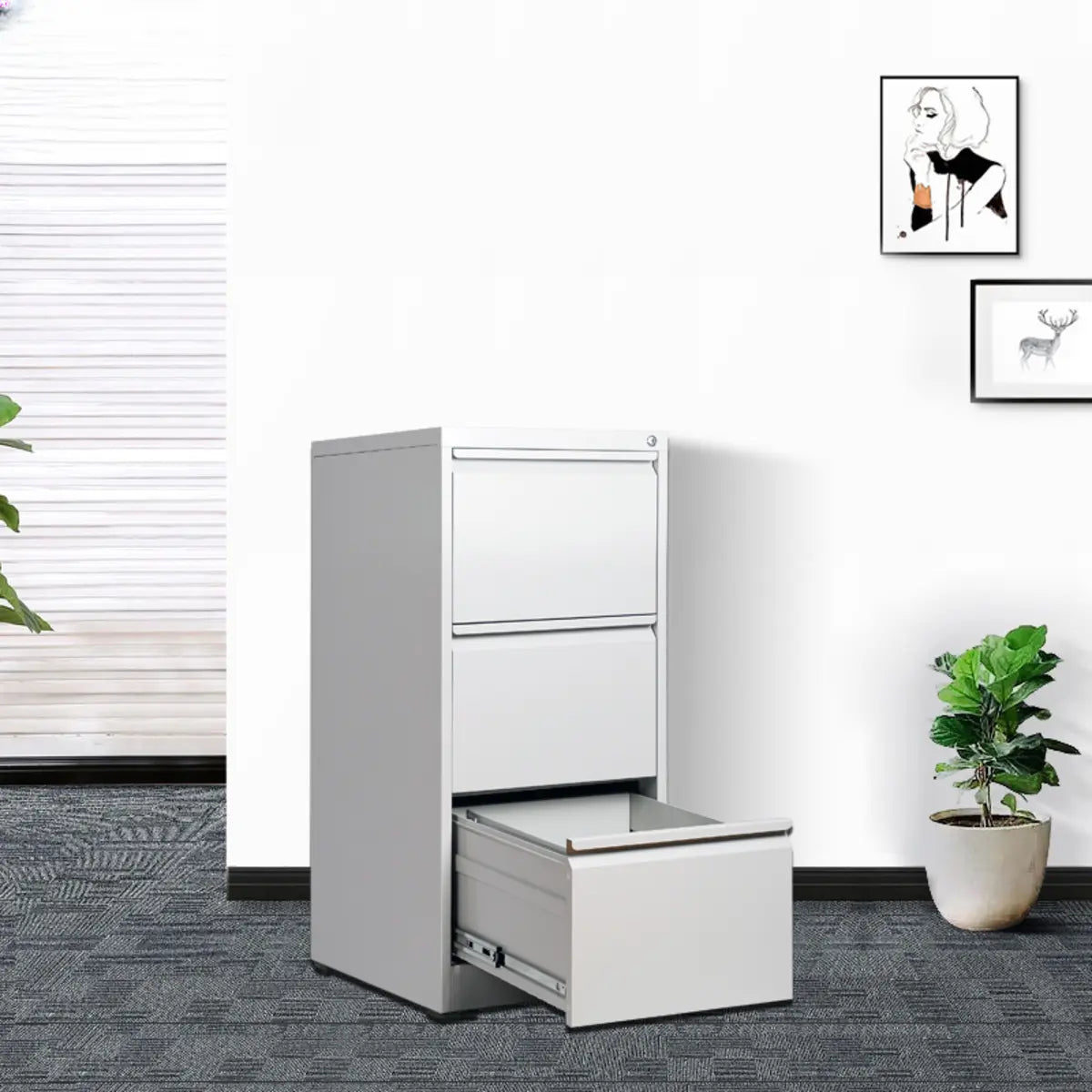 Lockable White Steel Small Storage Filing Cabinets Image - 5