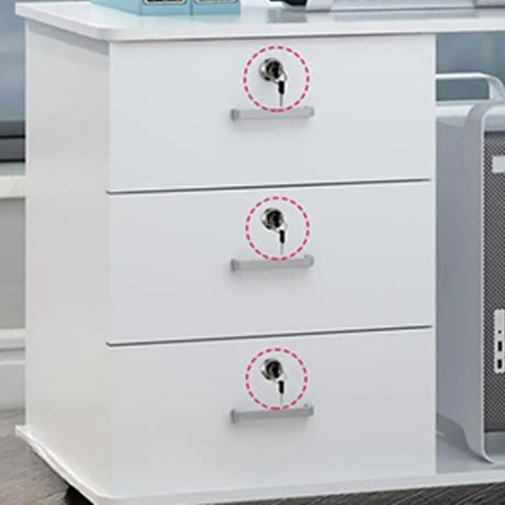 Lockable Wood 3 Drawers Short Filing Cabinet White Image - 1