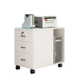 Lockable Wood 3 Drawers Short Filing Cabinet White Image - 10