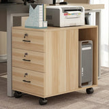 Lockable Wood 3 Drawers Short Filing Cabinet White Image - 21