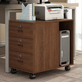 Lockable Wood 3 Drawers Short Filing Cabinet White Image - 22