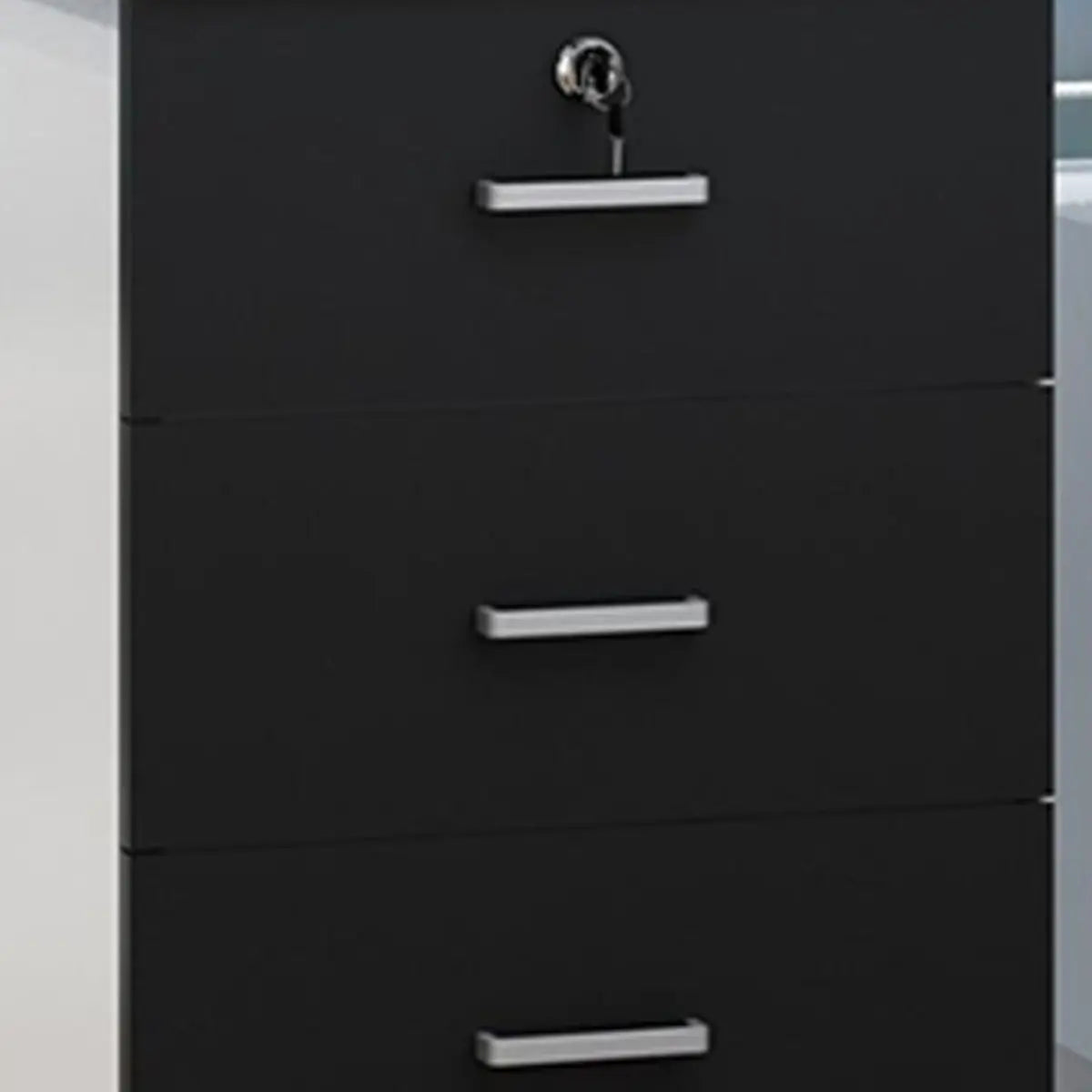 Lockable Wood 3 Drawers Short Filing Cabinet White Image - 8