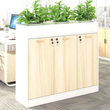 Lockable Wood Natural Office Storage Cabinet with Shelving Image - 2