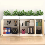 Lockable Wood Natural Office Storage Cabinet with Shelving Image - 4