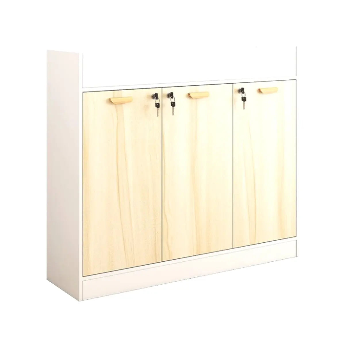 Lockable Wood Natural Office Storage Cabinet with Shelving Image - 6