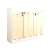 Lockable Wood Natural Office Storage Cabinet with Shelving Image - 6