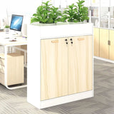 Lockable Wood Natural Office Storage Cabinet with Shelving Image - 7