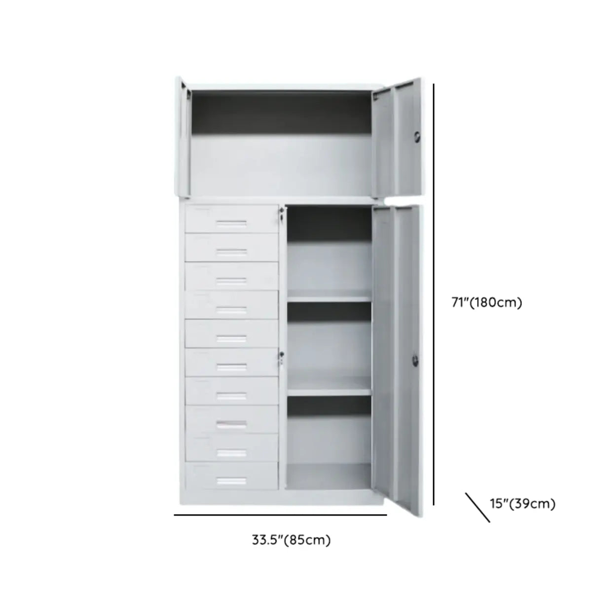 Locking Grey Metal Large Storage Drawer Filing Cabinet Image - 22