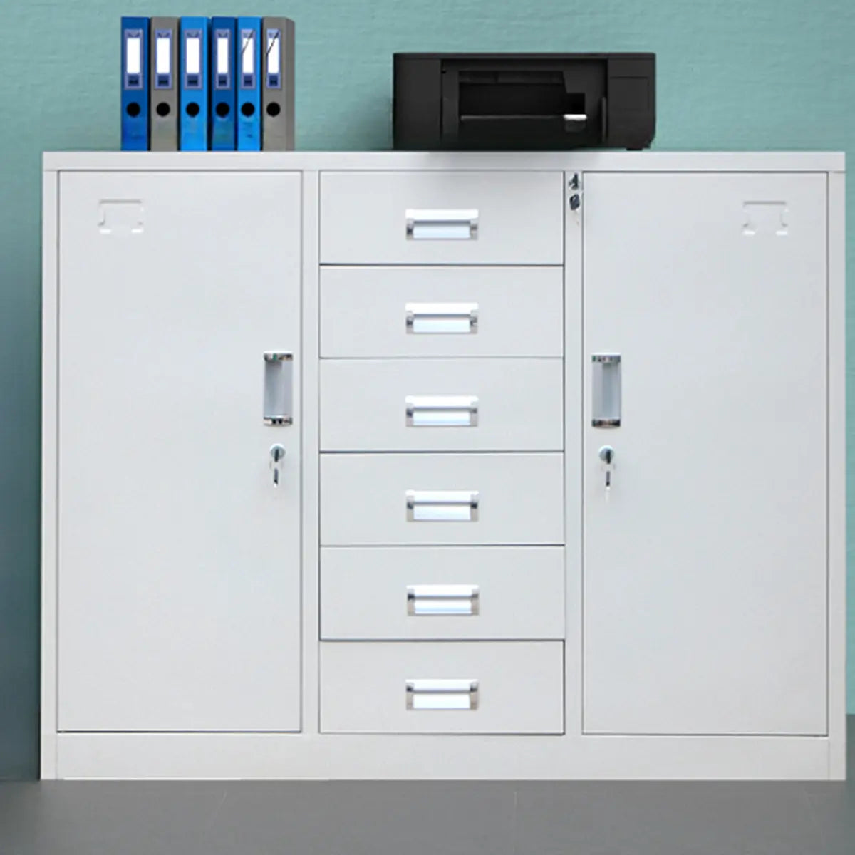 Locking Grey Metal Large Storage Drawer Filing Cabinet Image - 7