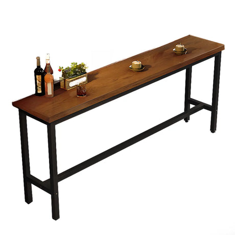 Long Manufactured Wood Trestle Brown Storage Bar Table Set Image - 2