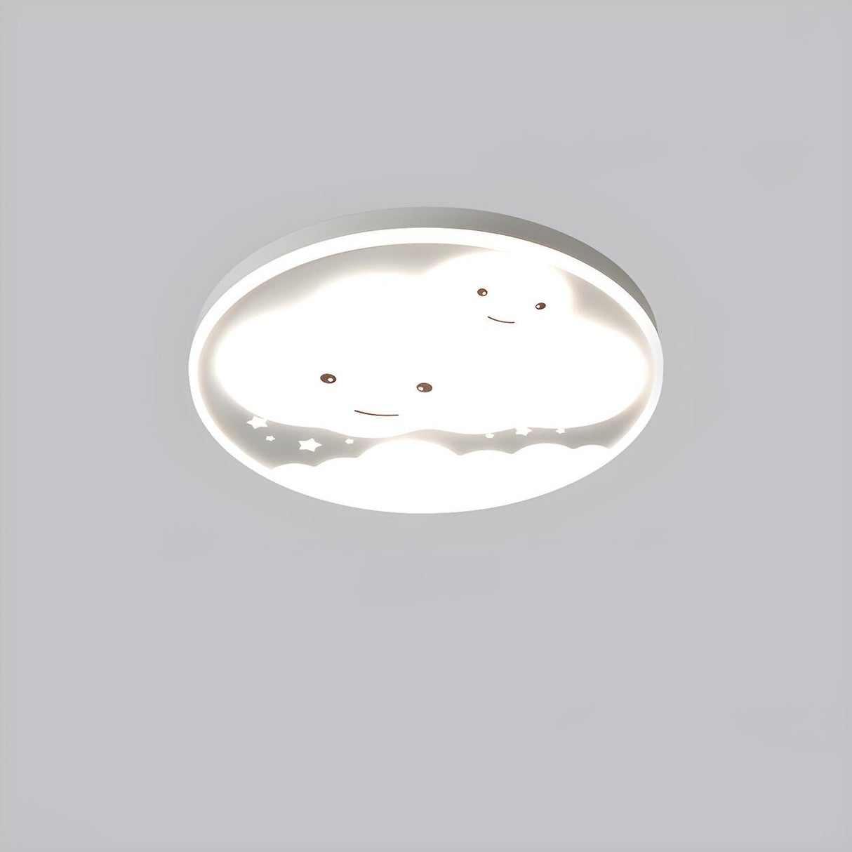 Lovely Bedroom White Cloud Round Flush Mount Light Image - 2