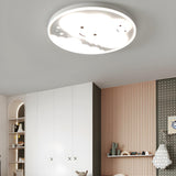 Lovely Bedroom White Cloud Round Flush Mount Light Image - 3