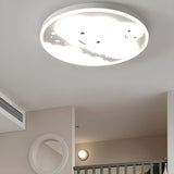 Lovely Bedroom White Cloud Round Flush Mount Light Image - 4