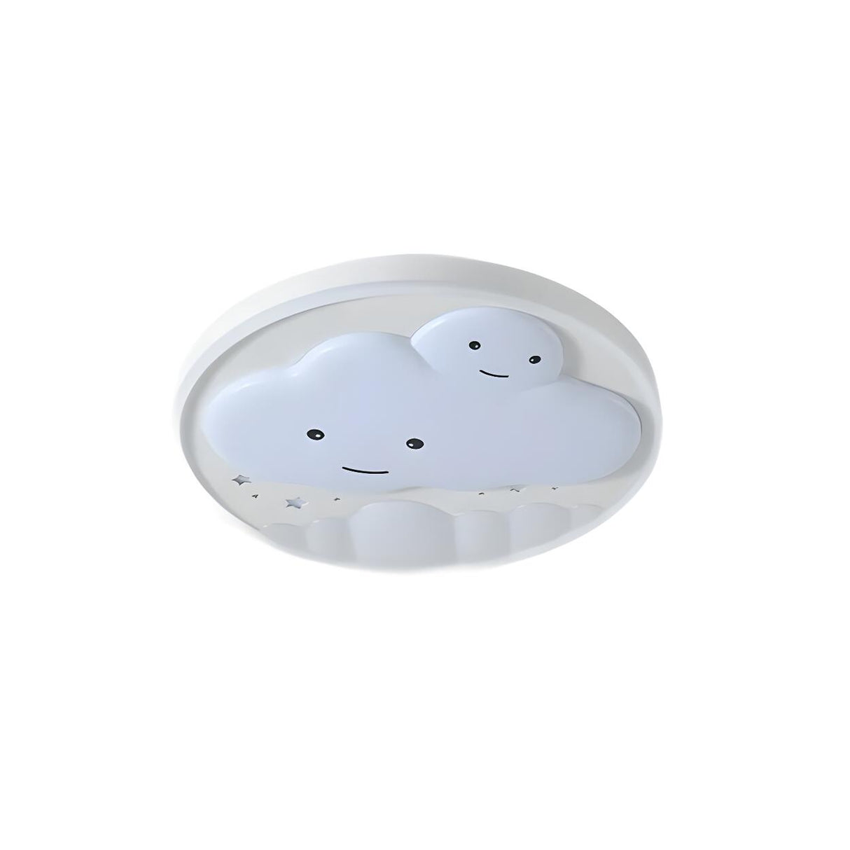 Lovely Bedroom White Cloud Round Flush Mount Light Image - 6