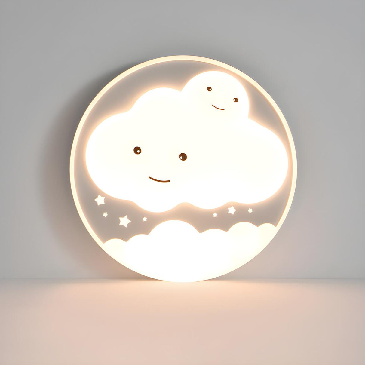 Lovely Bedroom White Cloud Round Flush Mount Light Image - 7