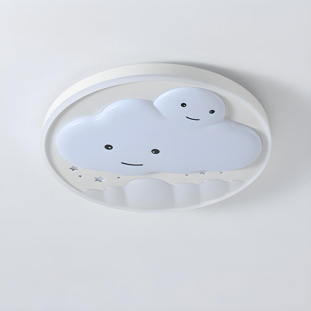 Lovely Bedroom White Cloud Round Flush Mount Light Image - 8