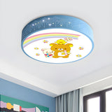 Lovely Cartoon Bear Rainbow Drum LED Flush Mount Light Image - 1