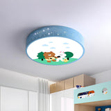 Lovely Cartoon Bear Rainbow Drum LED Flush Mount Light Image - 10