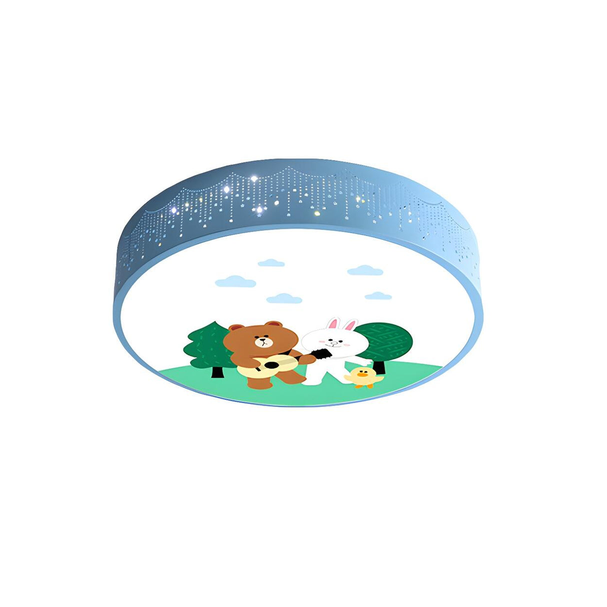 Lovely Cartoon Bear Rainbow Drum LED Flush Mount Light Image - 12