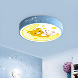 Lovely Cartoon Bear Rainbow Drum LED Flush Mount Light Image - 15