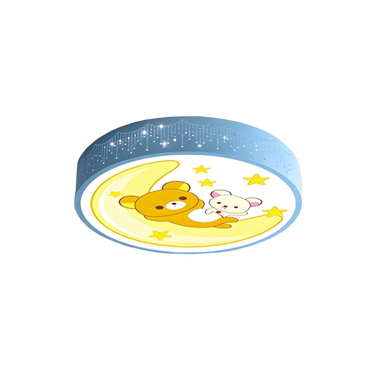 Lovely Cartoon Bear Rainbow Drum LED Flush Mount Light Image - 16