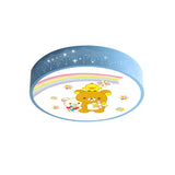 Lovely Cartoon Bear Rainbow Drum LED Flush Mount Light Image - 3