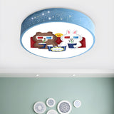 Lovely Cartoon Bear Rainbow Drum LED Flush Mount Light Image - 5