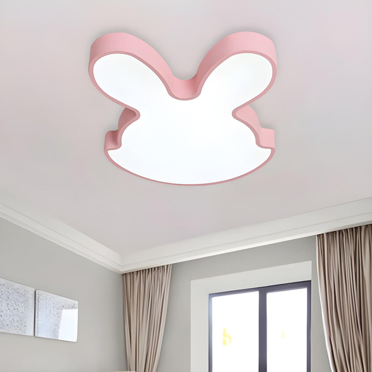 Lovely Pink Rabbit LED Small Flush Mount Ceiling Light Image - 1