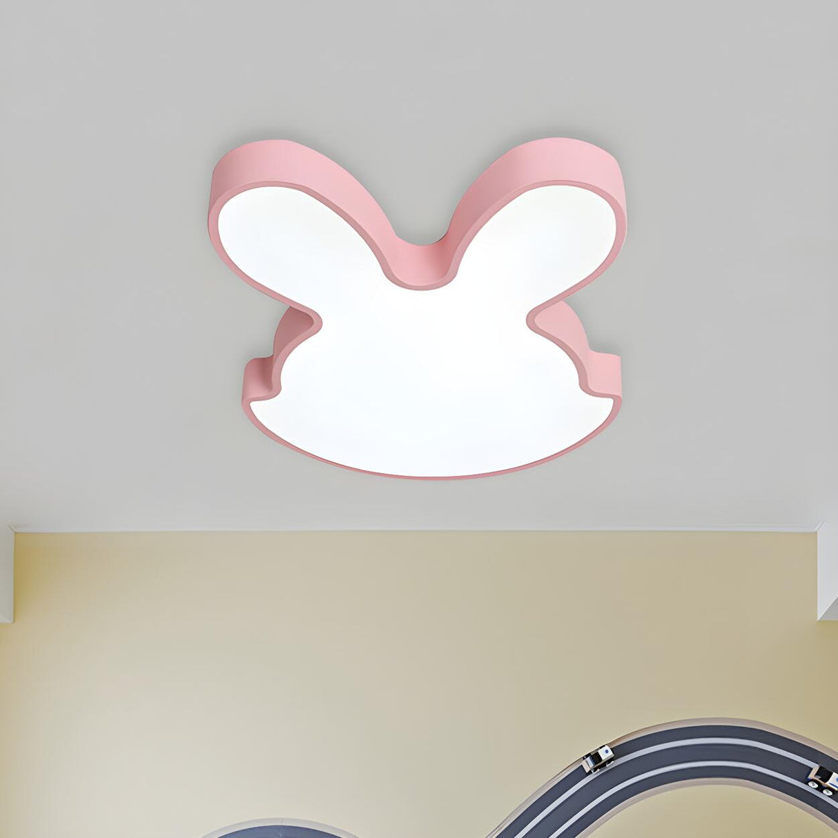 Lovely Pink Rabbit LED Small Flush Mount Ceiling Light Image - 2