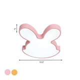 Lovely Pink Rabbit LED Small Flush Mount Ceiling Light Image - 4