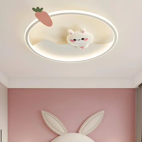 Lovely Round Bunny Carrot LED Flush Mount Ceiling Light Image - 1