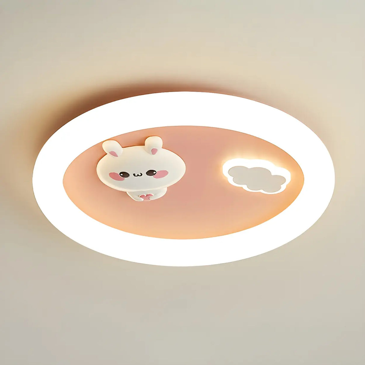 Lovely Round Bunny Carrot LED Flush Mount Ceiling Light Image - 12