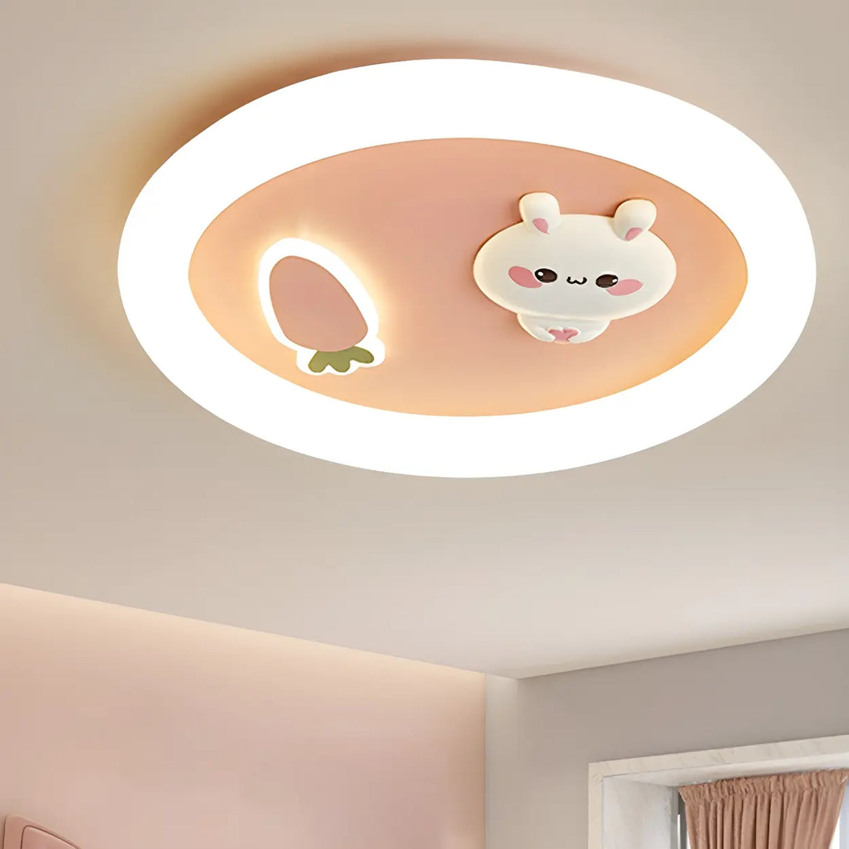 Lovely Round Bunny Carrot LED Flush Mount Ceiling Light Image - 16