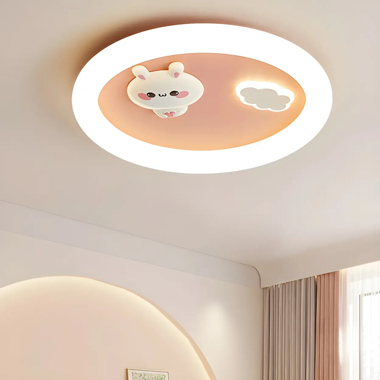 Lovely Round Bunny Carrot LED Flush Mount Ceiling Light Image - 17