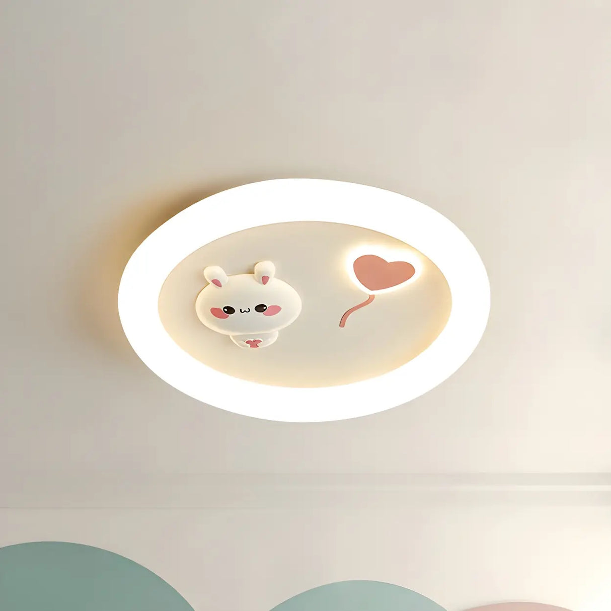 Lovely Round Bunny Carrot LED Flush Mount Ceiling Light Image - 2