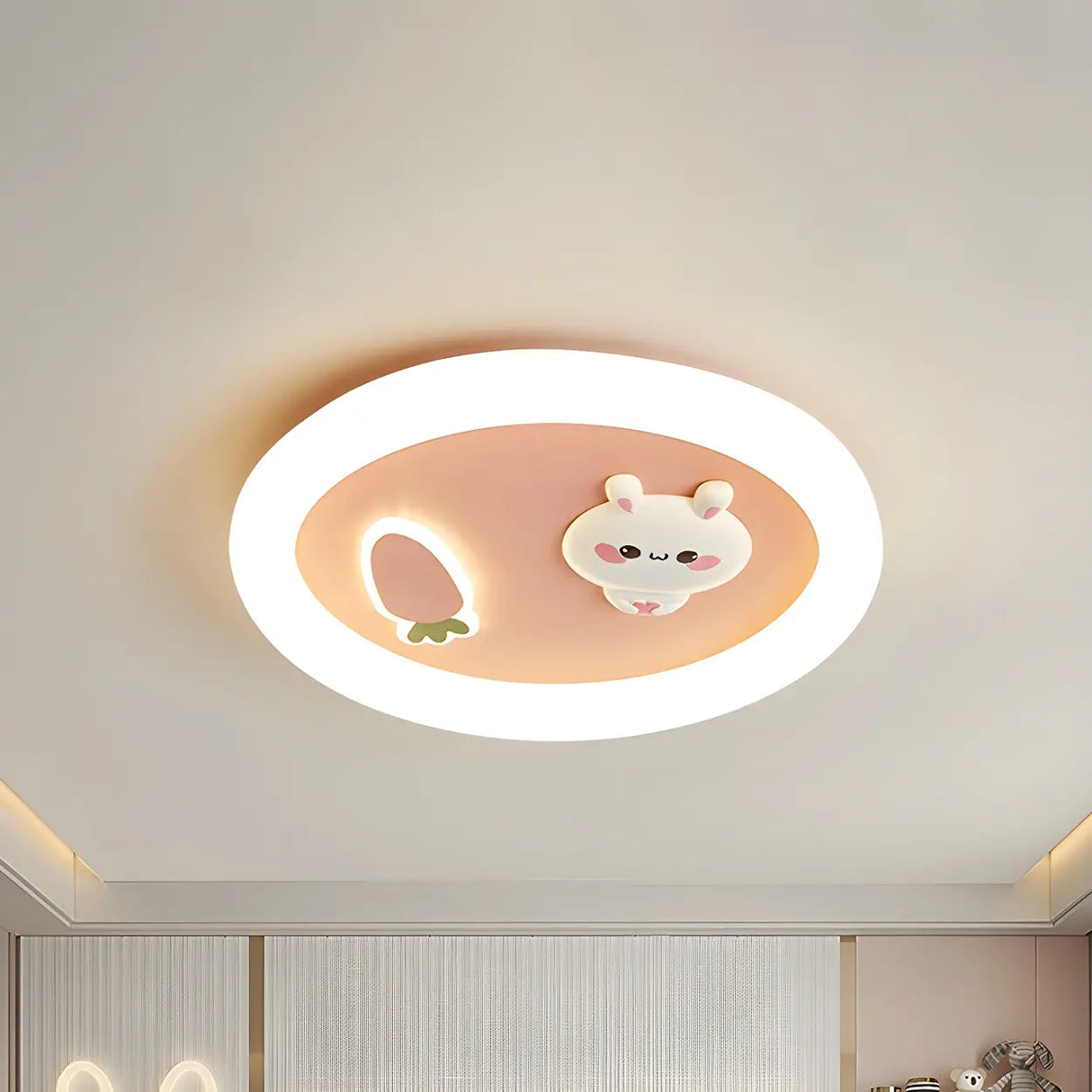 Lovely Round Bunny Carrot LED Flush Mount Ceiling Light Image - 3